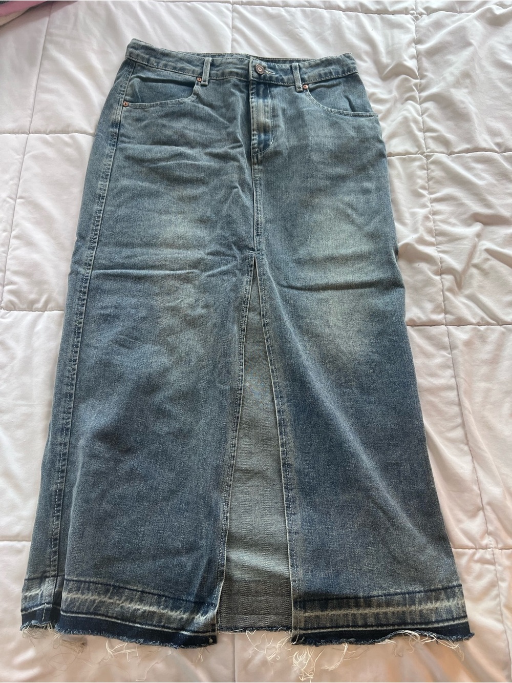 & Other Stories Faded Blue Denim Maxi Skirt with Front Slit